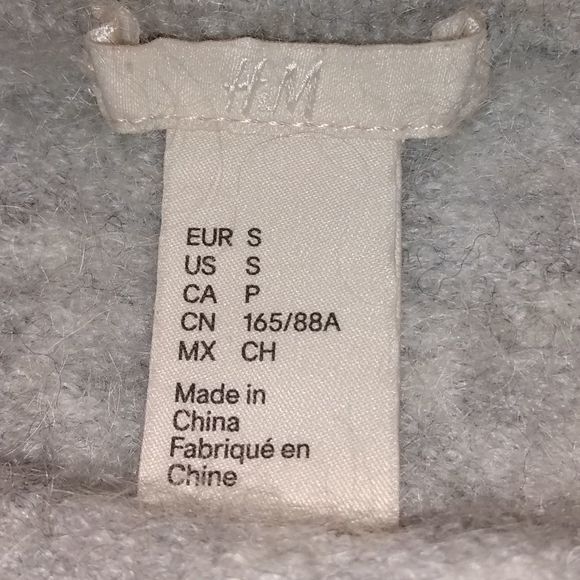 H&M Cropped Oversized Wool Long Sleeve Loose Crew Neck Gray Wool Sweater - Picture 7 of 11